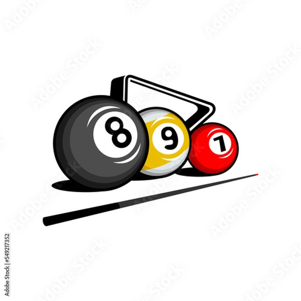 Fototapeta vector illustration of billiard ball logo on white background