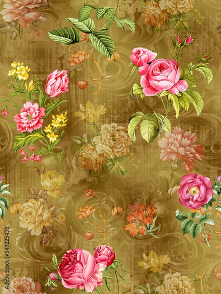 Obraz Digital Flower Pattern - Textile Pattern Design , Watercolor Background, Watercolor illustration. Textile Digital Pattern, Digital Design