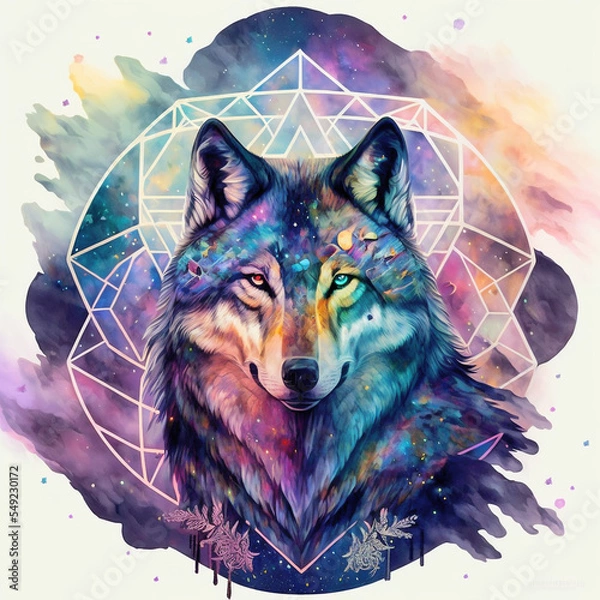 Fototapeta Krafttier Wolf, made by AI, künstliche Intelligenz