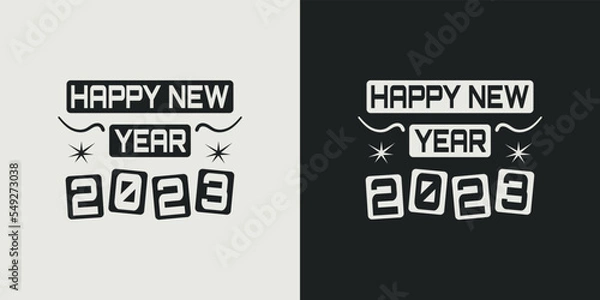 Fototapeta Happy new year t-shirt design vector design 2023. Typography, Unique, Greeting stylish t-shirt Vector design template.