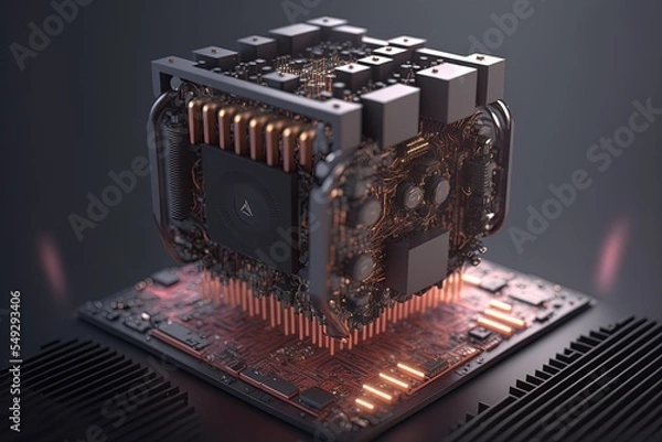 Fototapeta Illustration about computer parts. Made by AI.