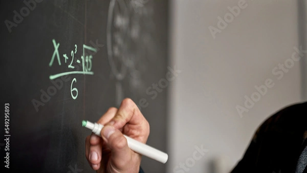 Obraz Math formula write blur cropped man on blackboard