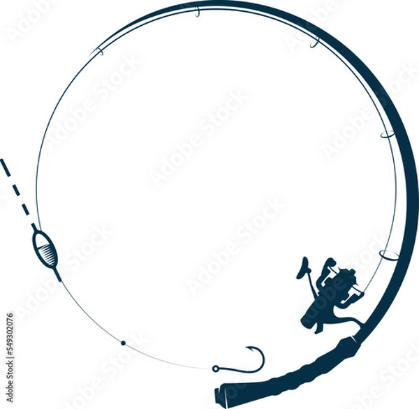 Obraz Silhouette for fishing and active hobby. Fishing rod with fishing line float and hook