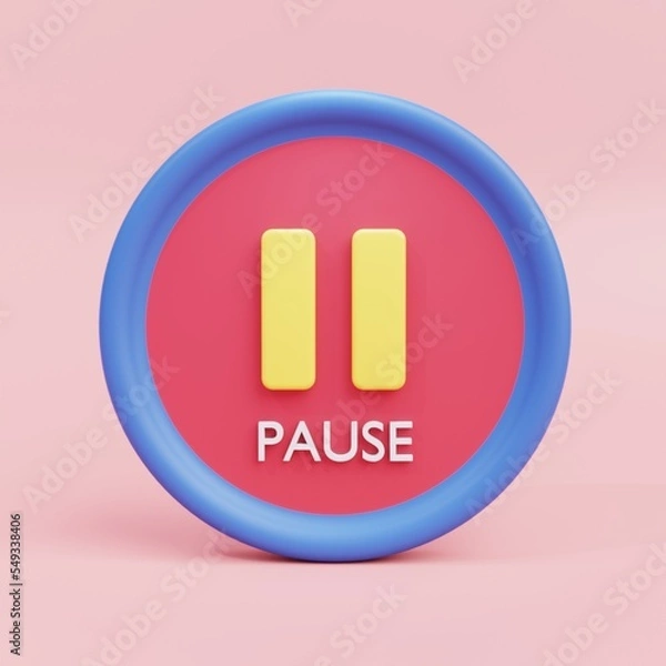 Obraz 3D rendering of pause button illustrator