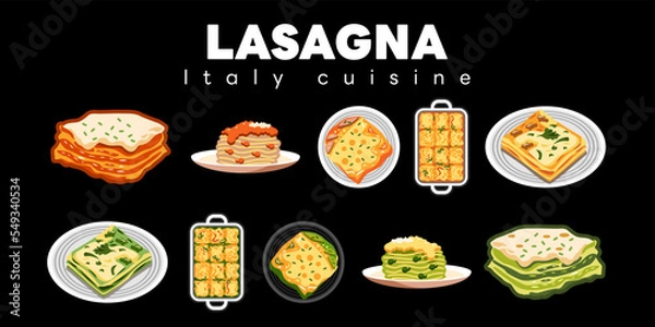 Fototapeta lasagna vector set collection graphic clipart design