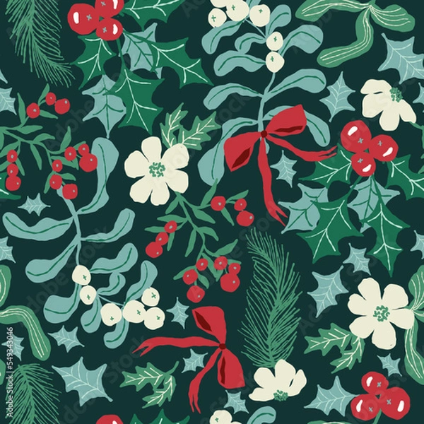 Obraz christmas floral pattern