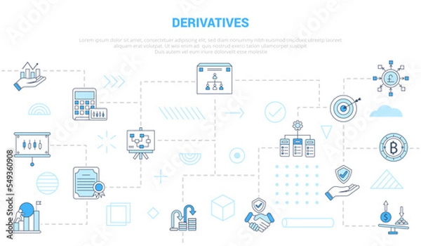 Fototapeta derivatives concept with icon set template banner with modern blue color style