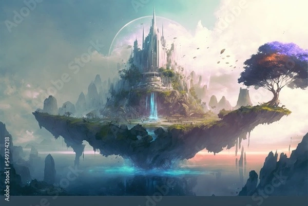 Fototapeta fantasy floating island. digital art. concept art as wallpaper background