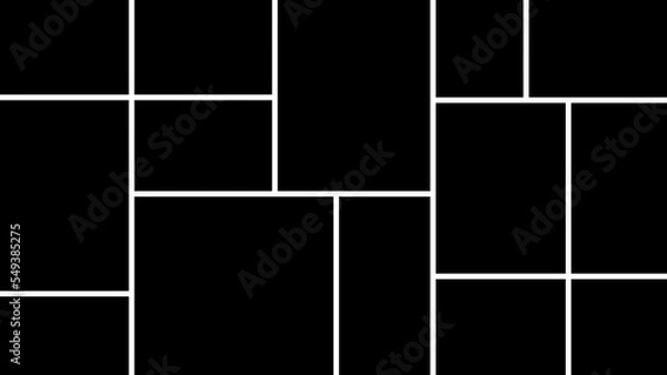 Fototapeta Empty photo collage template of 14 parts. Frames for photo. Collage concept. Vector Illustration.