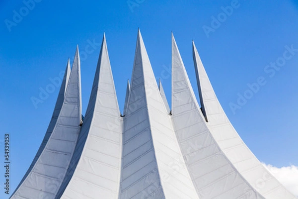 Obraz futuristic roof construction with withe spikes