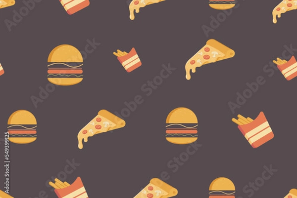 Fototapeta Fast food seamless pattern