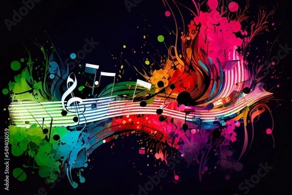 Fototapeta abstract colorful music background with, a colorful design in space, illustration with font art