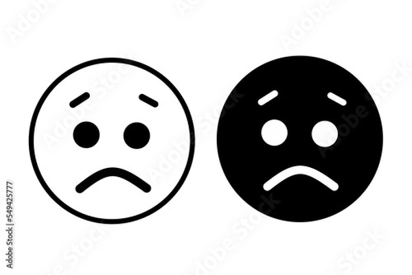 Obraz Sad Face flat vector icon. Hand drawn style design illustrations.