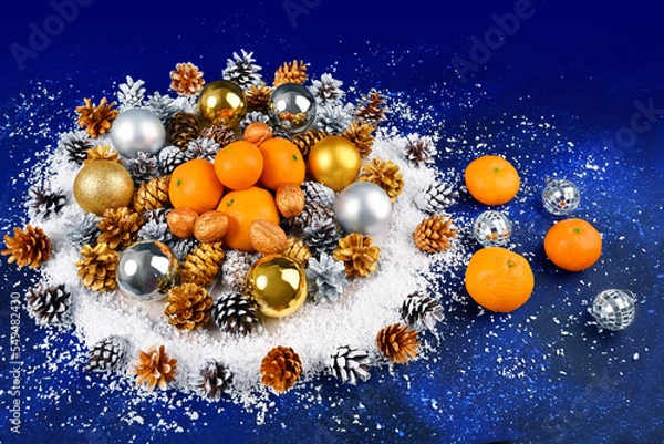 Obraz Christmas composition with tangerines