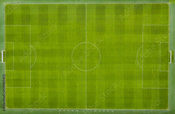 Obraz soccer field from a drone view