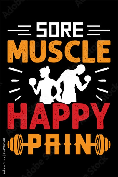 Fototapeta Gym workout fitness lettering vintage t shirt designs