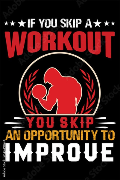 Fototapeta Gym workout fitness lettering vintage t shirt designs