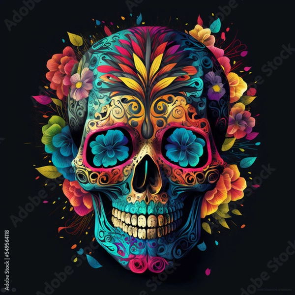 Obraz Sugar skull vector. Created with Generative AI Technology