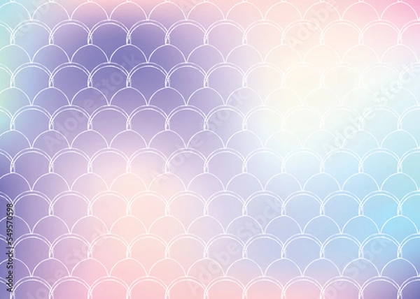 Fototapeta Holographic mermaid background with gradient scales.