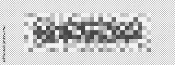 Fototapeta Censor blur checkered texture on transparent background. Mosaic pattern with pixel effect to hide text, image or another forbidden, unwanted or privacy content