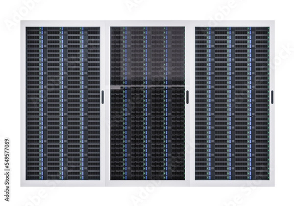 Fototapeta Furniture of a big data server warehouse 3d render