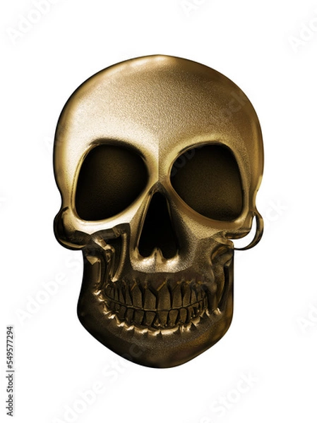Fototapeta 3d illustration, gold skull seamless background