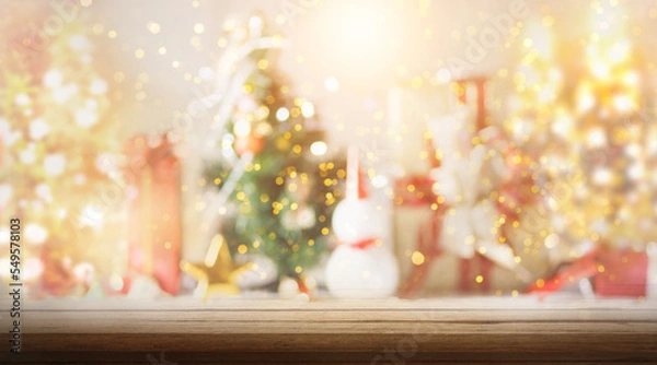 Obraz Christmas tree blurred bokeh background