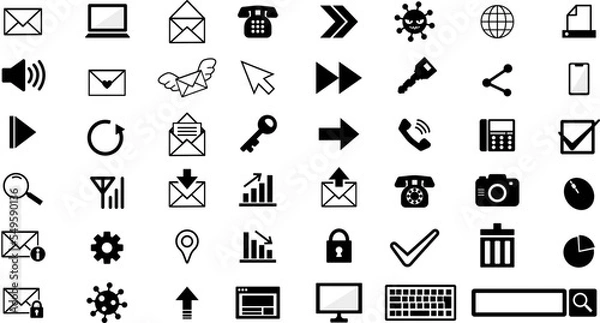 Obraz コンピューターのシンプルモノクロイラスト