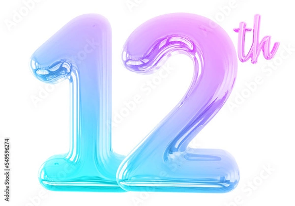 Fototapeta anniversary 12th gradient number 3d