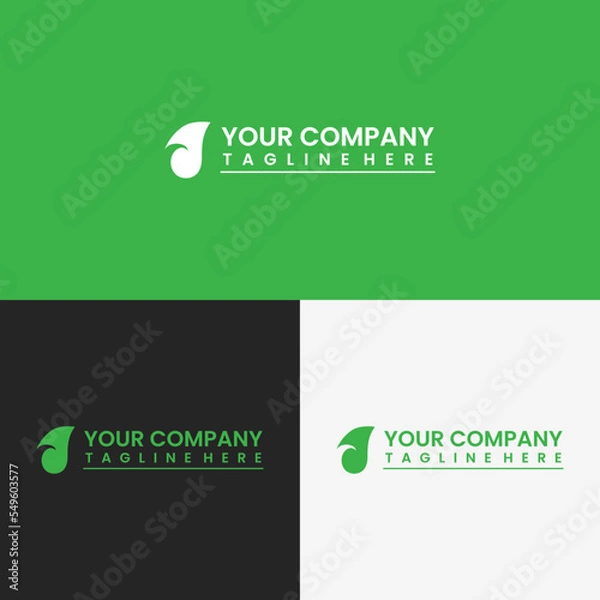 Fototapeta Abstract your company branding logo, with a green leaf icon