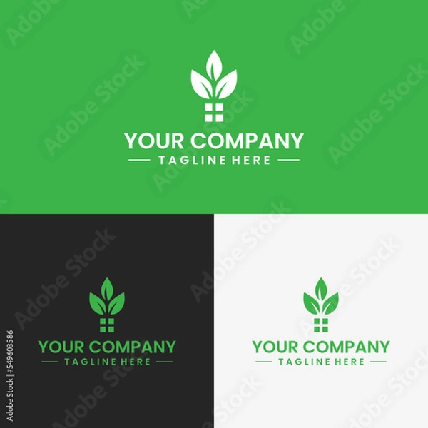 Fototapeta your company's green logo branding, with leaf and window icon