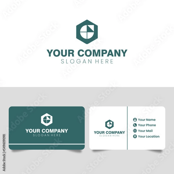 Fototapeta abstract real estate company branding logo, with windows icon in hexagon