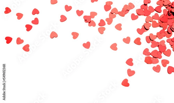 Obraz Red hearts confetti background for valentine or celebrations isolated on transparency or white  photo png file