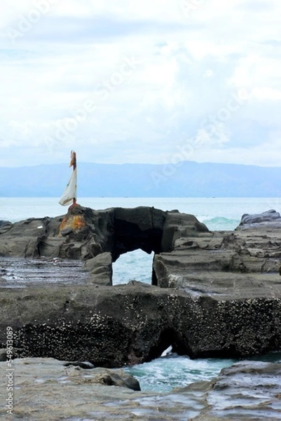 Obraz Sea and waves. Karang Hawu Beach which is located in Sukabumi, West Java, Indonesia