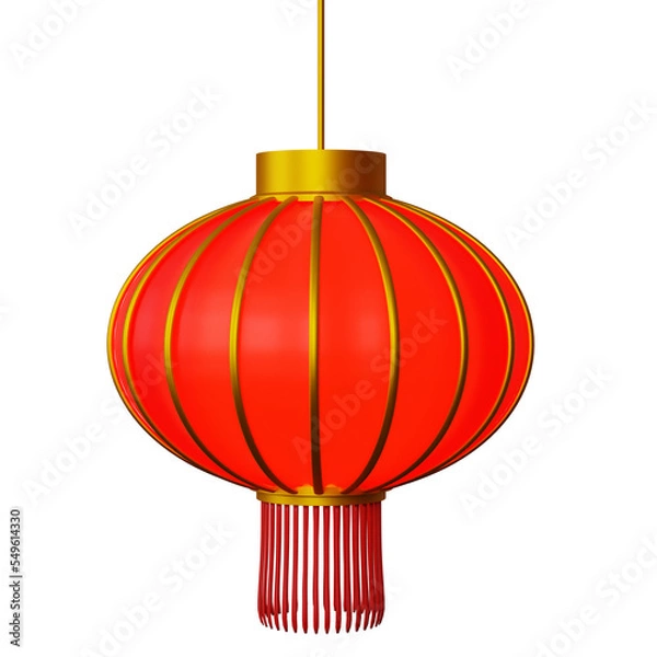 Fototapeta Beautiful Chinese lantern 3D render in transparent background