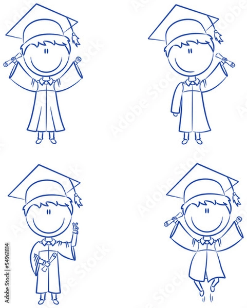 Obraz Graduation Cartoon Boy