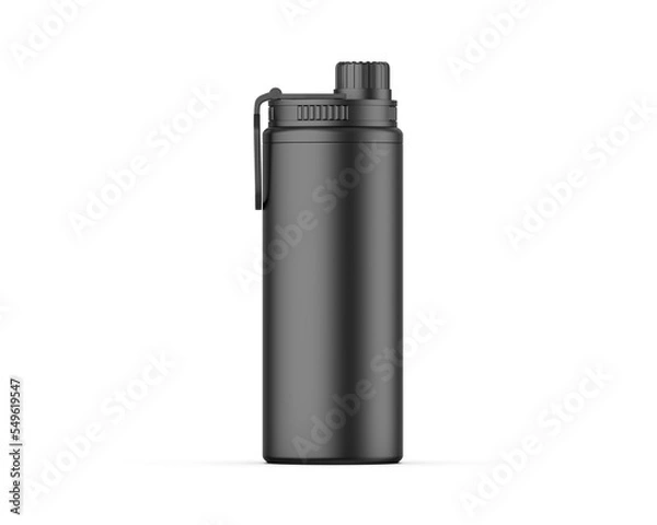 Fototapeta Aluminum white blank shiny sipper bottle ready for your design and branding mockup template isolated on white background, 3d illustration.	