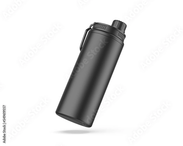 Fototapeta Aluminum white blank shiny sipper bottle ready for your design and branding mockup template isolated on white background, 3d illustration.	