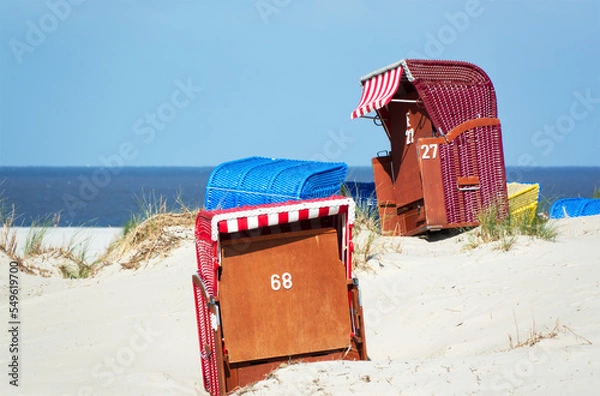 Obraz Strandkörbe in den Dünen Insel Borkum