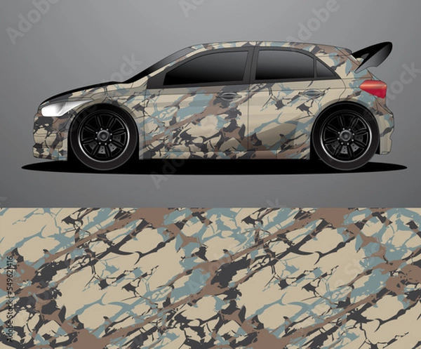 Obraz Rally car decal graphic wrap vector, abstract background