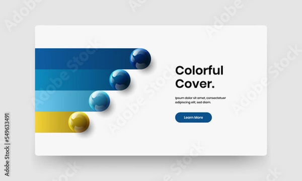 Fototapeta Simple site vector design concept. Minimalistic 3D spheres presentation illustration.