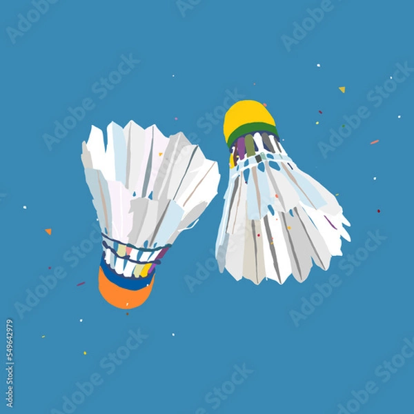 Obraz Badminton shuttlecocks on the blue background