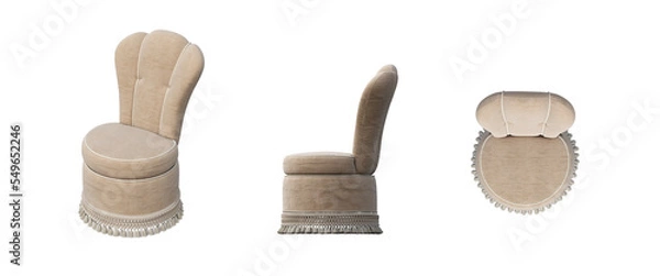 Fototapeta soft pouf isolate on a transparent background, interior furniture, 3D illustration, cg render