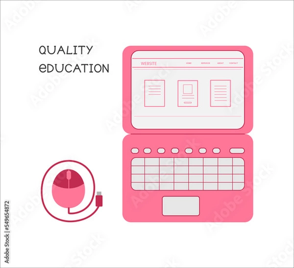 Fototapeta Desktop computer mouse vector illustration flat design on white background