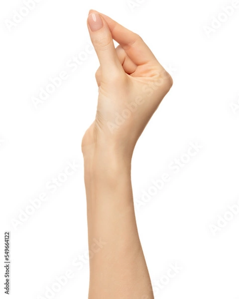 Fototapeta Female hand holding card isolated on white background. Part of series