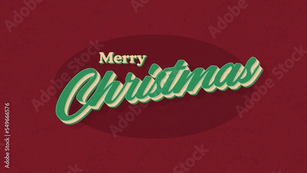Fototapeta Merry Christmas retro vintage in 70s style text. Happy xmas greeting typography with grunge distressed halftone texture.