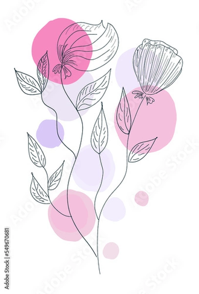 Fototapeta Drawing of flowers - an element for web design. Template for design.