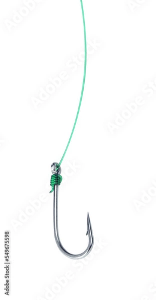 Fototapeta Fishing hook isolated on transparent background. Angling equipment