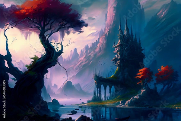 Obraz gorgeous fantasy mountain landscape