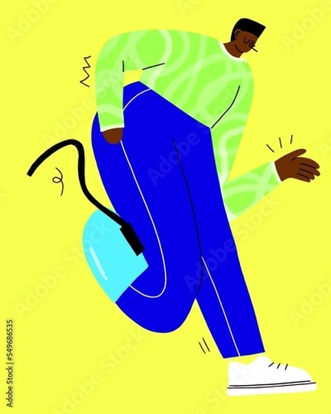 Fototapeta Man running with blade